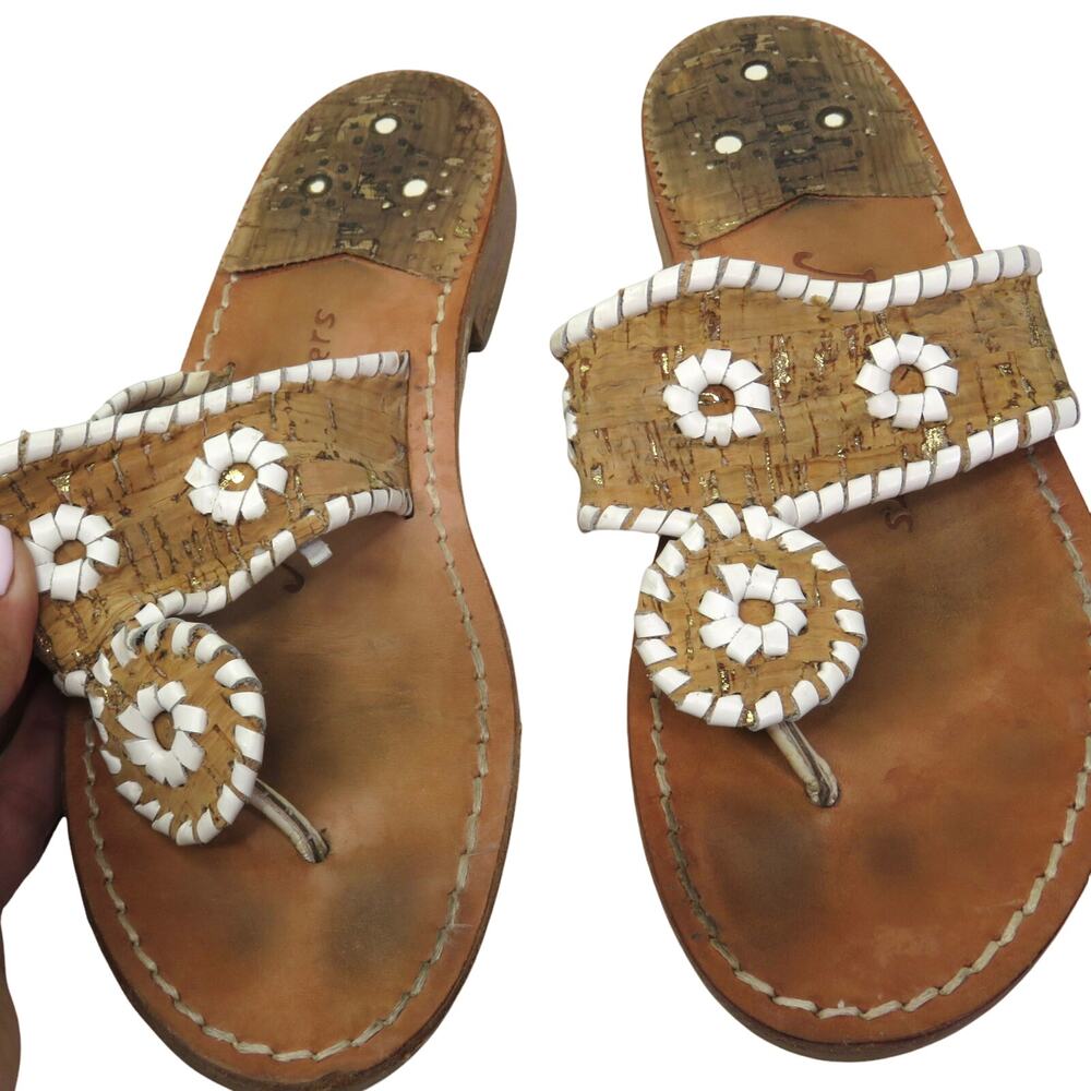 Jack Rogers Palermo Sandals White Boho Beaded Leather Sandals Size 5 - Picture 4 of 8